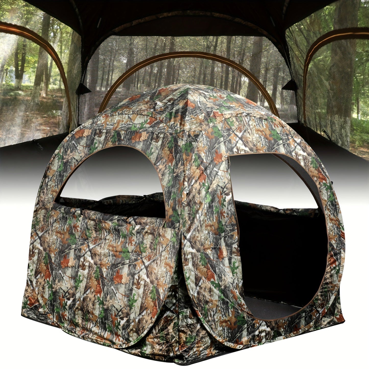 Pop-Up Hunting Blind 270 Degree See-Through for 2-3 Person, Camouflage Ground Blind with Carrying Case for Deer Turkey Hunting