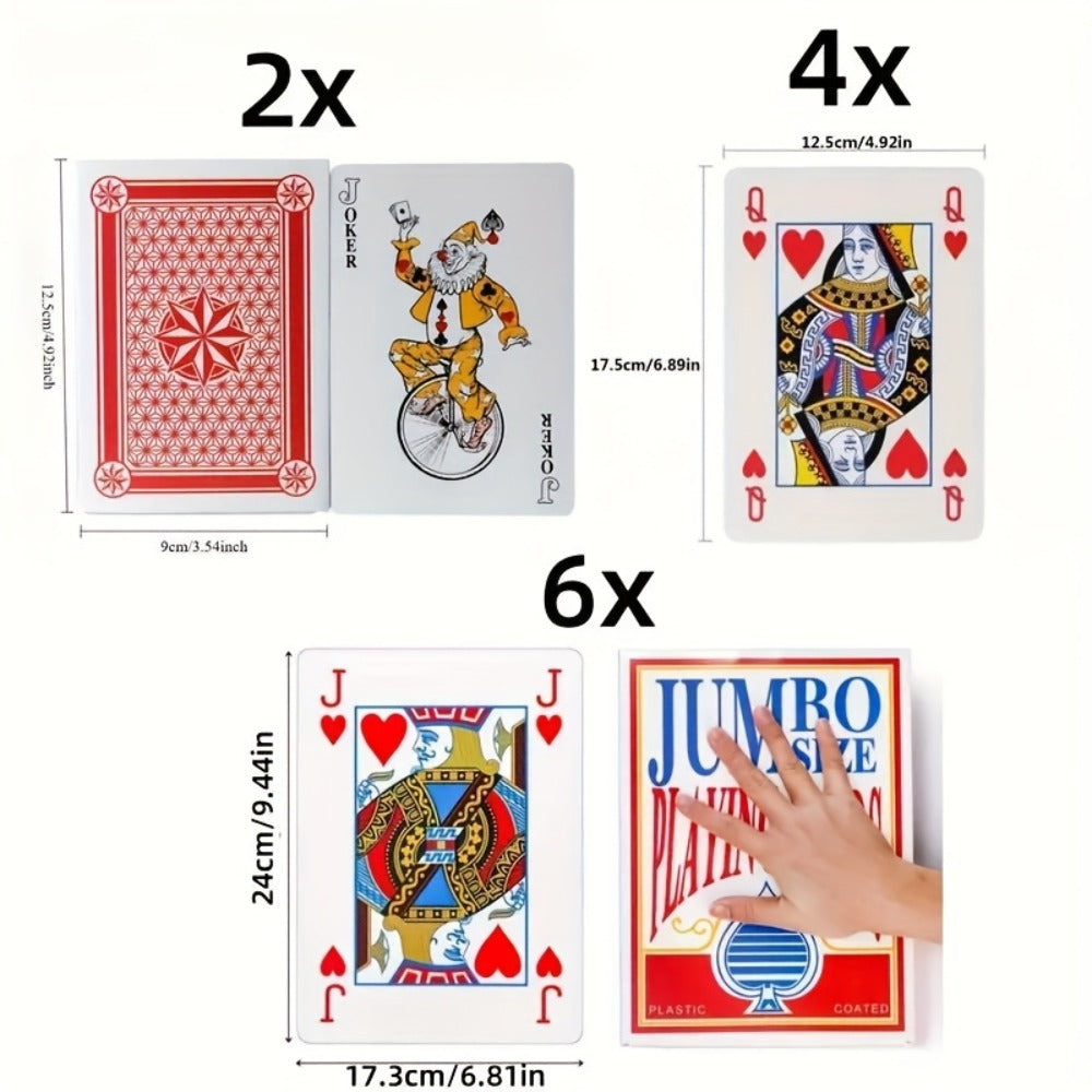 Giant Playing Cards 4x 6x Jumbo Size Poker Cards – Extra Large Card Game Set for Outdoor Party Backyard Fun Family Game Night Kids Adults