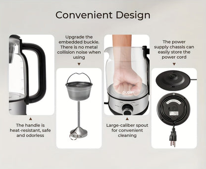 OD-T1206 Glass Coffee Maker and Tea Brewer with 1.2L Capacity, 600W Rating and Keep-Warm Control