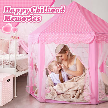 Pink Princess Hexagon Play Tent for Girls Indoor Dream Castle with Gauze with the Listed Color, Size or Set Options for Everyday Use