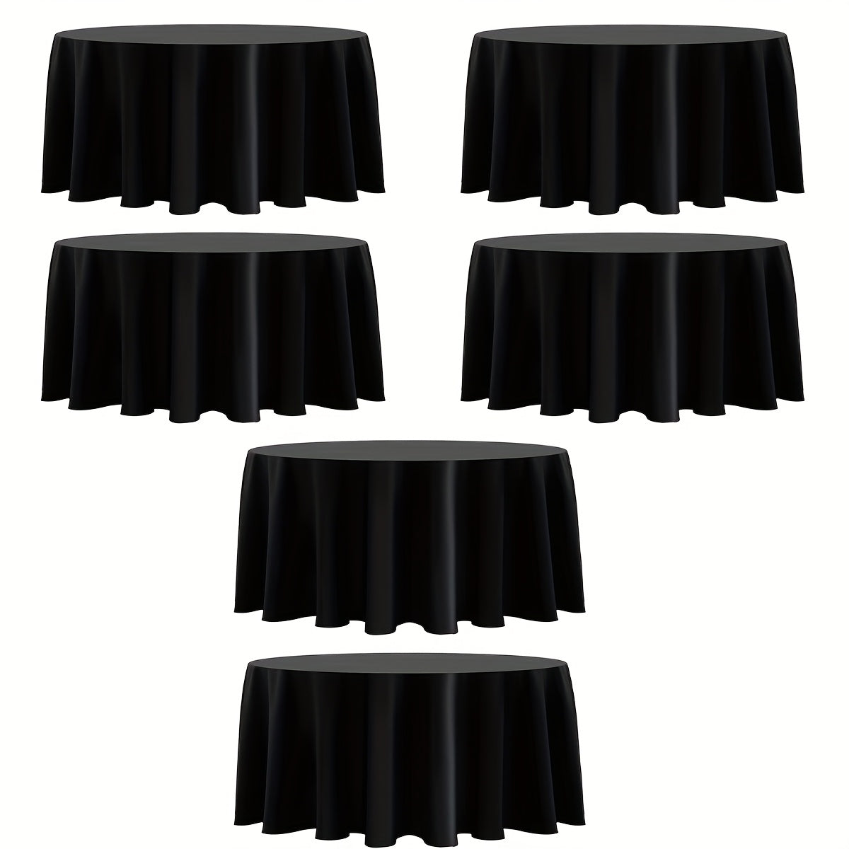 120 Inch Round Tablecloth Bulk Pack – Wrinkle-Free Table Cover for Wedding, Party, Christmas & Halloween, Black or White (6/12/18 Pack)
