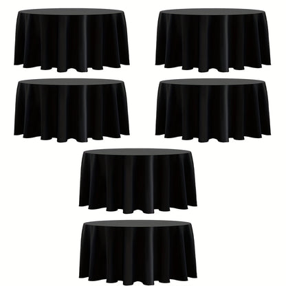 120 Inch Round Tablecloth Bulk Pack – Wrinkle-Free Table Cover for Wedding, Party, Christmas & Halloween, Black or White (6/12/18 Pack)