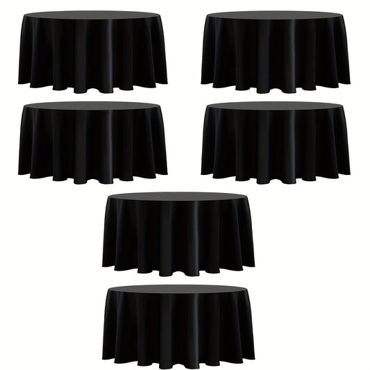 120 Inch Round Tablecloth Bulk Pack – Wrinkle-Free Table Cover for Wedding, Party, Christmas & Halloween, Black or White (6/12/18 Pack)