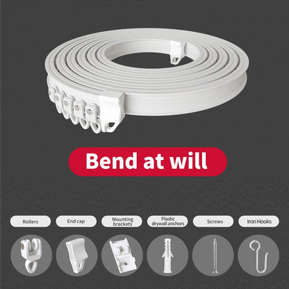 Flexible Curtain Rail Track, Bendable PVC Ceiling Mount Curtain Rod for Bay Window, Bathroom & Home Decor