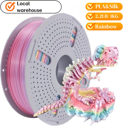 3D Printer Filament Airok Silk PLA 1.75mm 1kg Spool with Ten Glossy Solid, Dual-Color and Rainbow Options