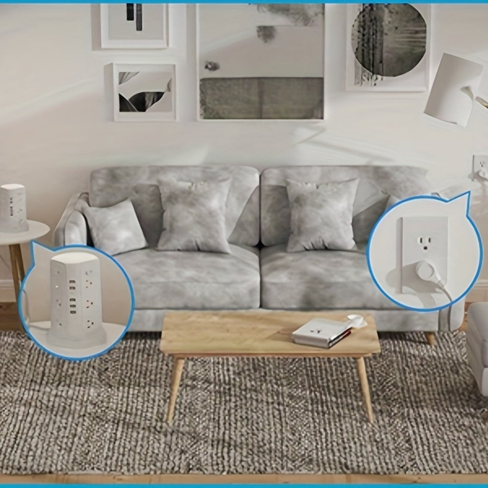 Night Light Power Tower Surge Protector 17-in-1, 12 AC Outlets & 5 USB Ports, 10.2ft Extension Cord