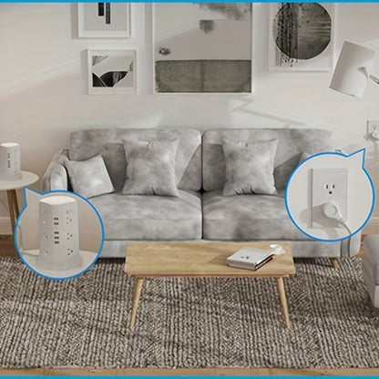 Night Light Power Tower Surge Protector 17-in-1, 12 AC Outlets & 5 USB Ports, 10.2ft Extension Cord
