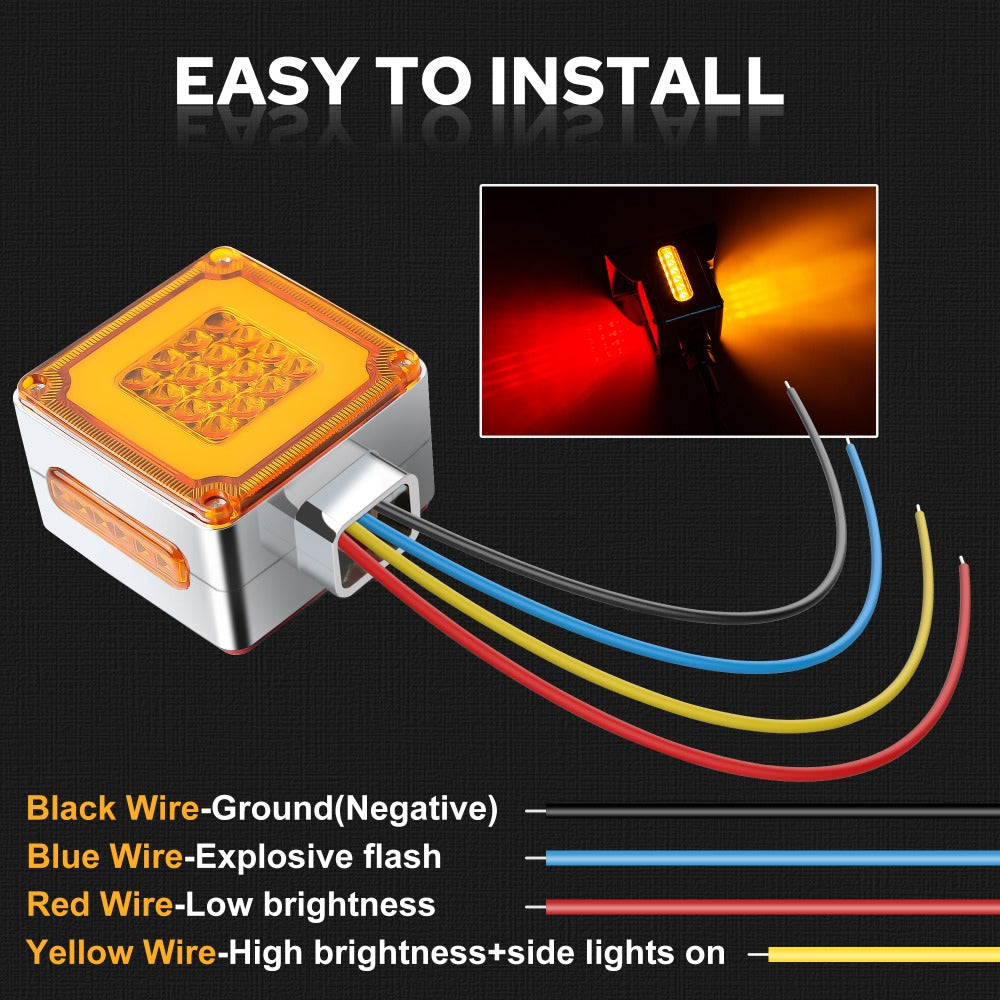 LED Side Marker Lights Square Truck Cab Clearance Lights 12V Waterproof Turn Signal Indicator Side Lights for Cars Trucks Trailers