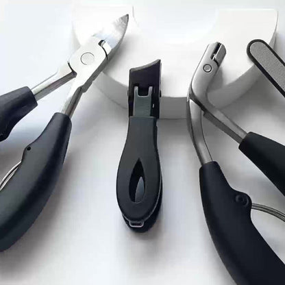 Heavy Duty Toenail Clipper Kit 4 Piece Stainless Steel | Convex Blade Ingrown Toenail Cutter with Nail File Ergonomic Non-Slip Handle |