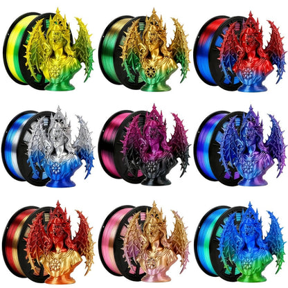 3D Printer Filament Dual-Color PLA 1.75mm 250g Spool with Nine Two-Tone Color Combinations