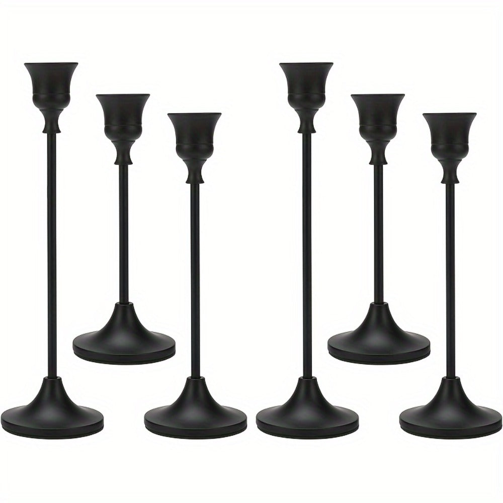 Metal Bell Candlestick Holders Set, Vintage Copper & Black Taper Candle Holders for Wedding Centerpieces