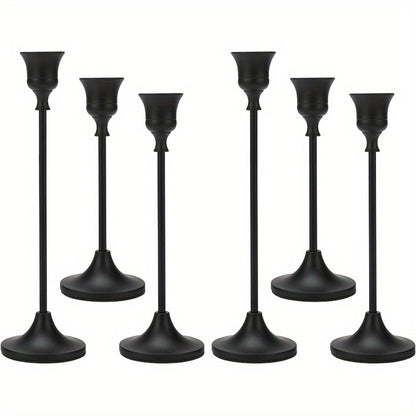 Metal Bell Candlestick Holders Set, Vintage Copper & Black Taper Candle Holders for Wedding Centerpieces