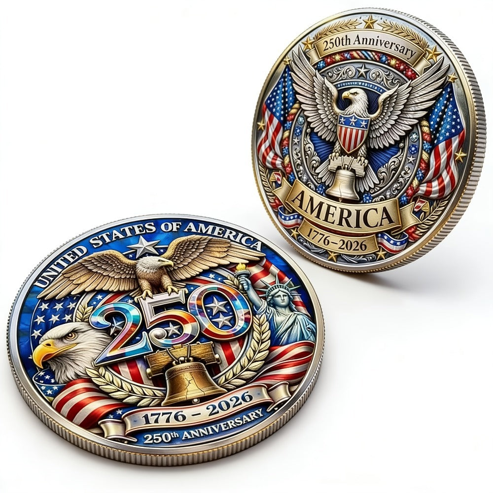 US 250th Anniversary Commemorative Coins 1776-2026 Set of 10 – America 250 Collectible Coins with Dual Historical Patterns