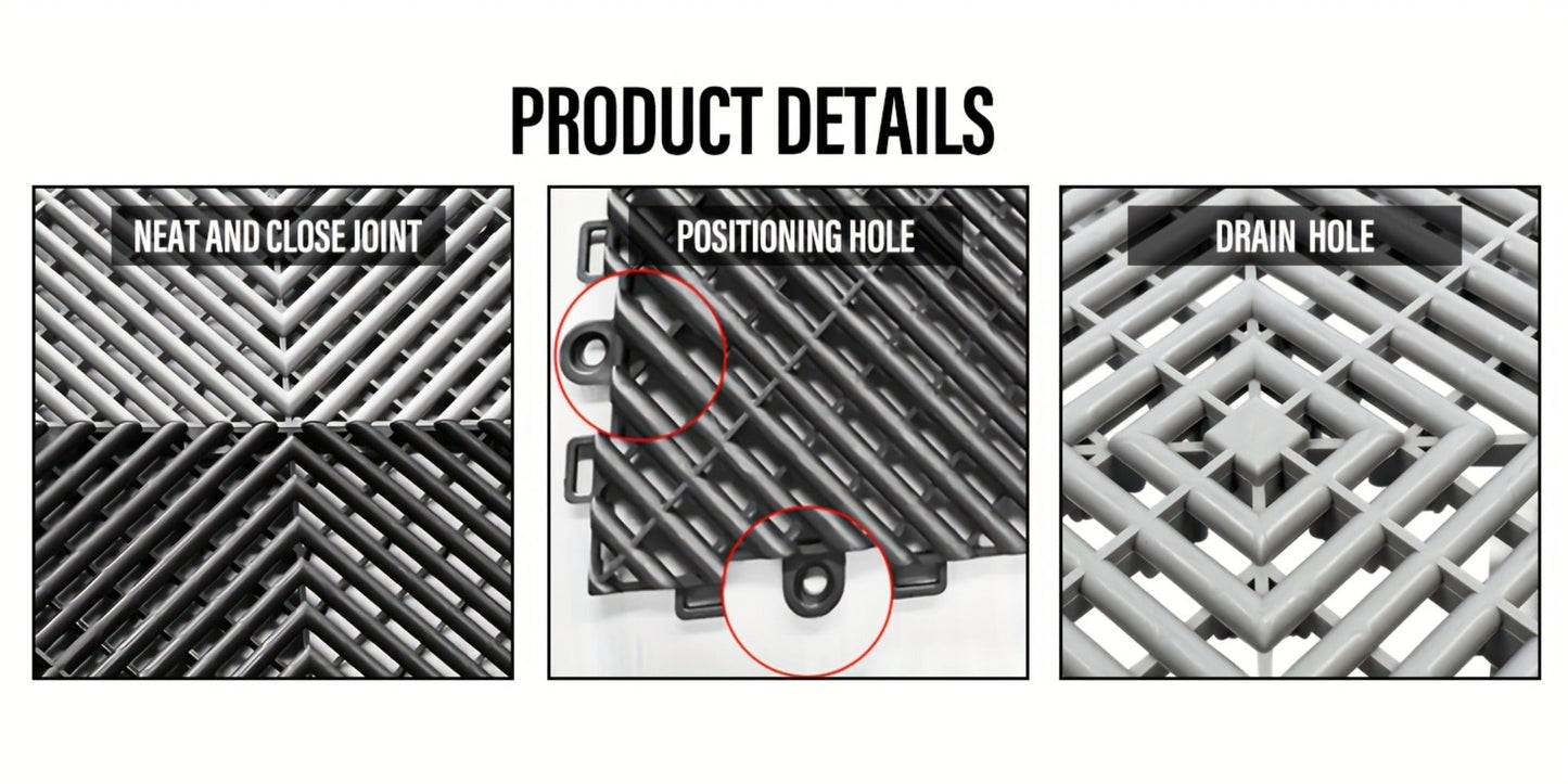 Interlocking Garage Floor Tiles 20-Pack – 16"x16" Drainage Floor Mat, Non-Slip PP Tiles for Garage, Car Wash