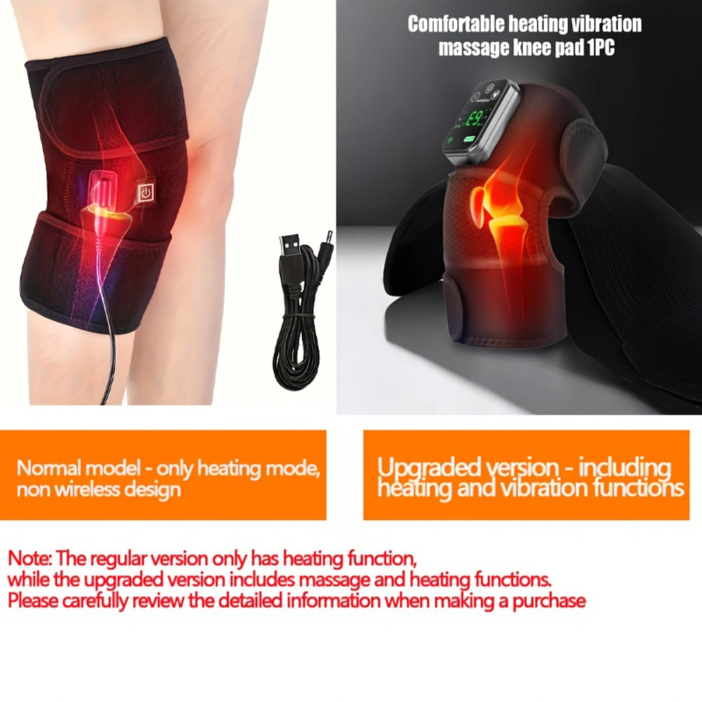 Heated Knee Massager with Heat and Vibration Massage, Wireless Portable Electric Knee Brace Wrap for Pain