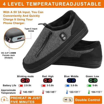 Heated Slippers for Men & Women with 5000mAh Battery – Electric Foot Warmer Shoes, Carbon Fiber Heating, 3 Heat Settings