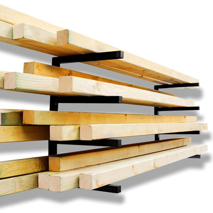 Lumber Storage Rack Wall Mount 4-Level, Per Level Metal Wood Organizer Rack for Garage, Shed & Workshop