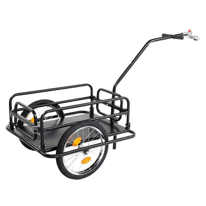 Bike Cargo Trailer Foldable 16-Inch Inflatable Wheels Detachable Walls Flatbed Bicycle Wagon for Groceries Luggage Pets Commuting