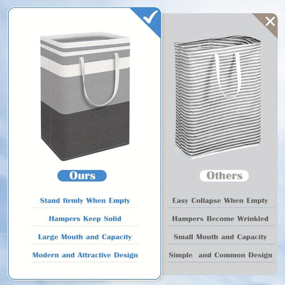 Collapsible Laundry Basket 3 Pack 75L – Freestanding Tall Clothes Hamper with Easy-Carry Handles for Bedroom, Bathroom, Family & Dorm