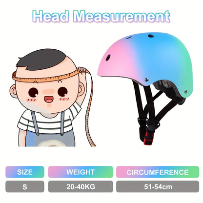 Kids Gradient Color Bike Helmet & Gear Set for Ages 5+ Boys Girls Helmet Knee Elbow Pads for Cycling Skating Scooter Sports Safety Gift