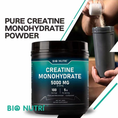 Creatine Monohydrate Powder 5000mg Per Serving 500g Pure Micronized Unflavored - Pre & Post Workout Supplement for Strength