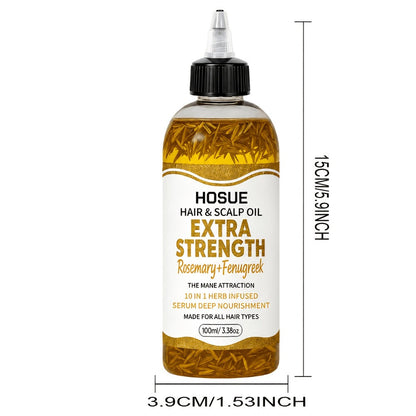 Rosemary and Fenugreek 10-in-1 Hair and Scalp Oil, 100ml Dropper Bottle with Ten Printed Botanical Oils