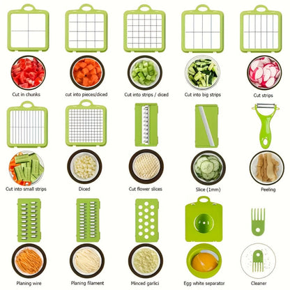Vegetable Chopper Multifunctional Food Slicer Dicer Cutter 8 Blades Kitchen Tool Set for Bath Time, Home Spa and Personal Care