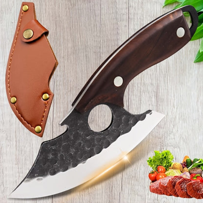 Kitchen Chef Knife Set 3 Piece Stainless Steel - Sharp Boning Knife, Utility Knife & BBQ Knife with Hammered Blade