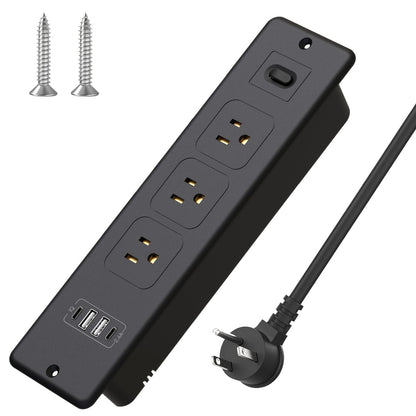 Recessed Power Strip In-Desk Embedded Socket 7-in-1, 3 AC Outlets & 4 USB Ports, Slim Space-Saving Design