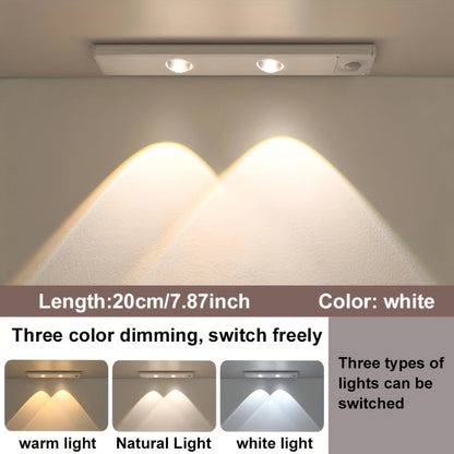 LED Sensor Strip Light USB Rechargeable – 3-Color Dimmable Motion Sensing Wireless Night Light for Kitchen, Wardrobe, Cabinet
