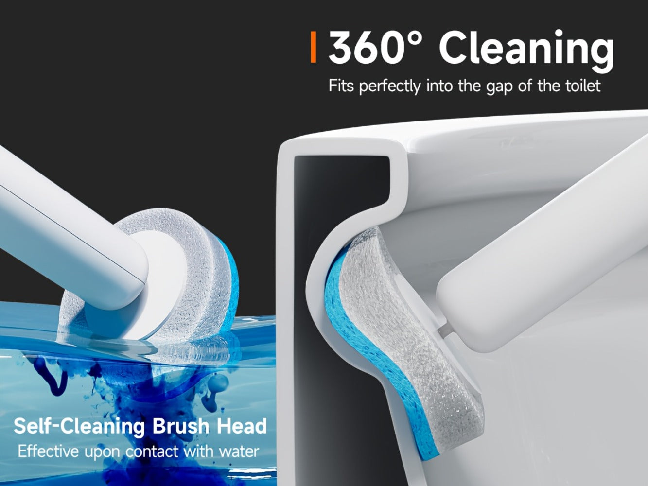 Disposable Toilet Brush with Trash Can 3-in-1 Set Replaceable Brush Heads Space-Saving for Entryways, Bedrooms and Living Spaces