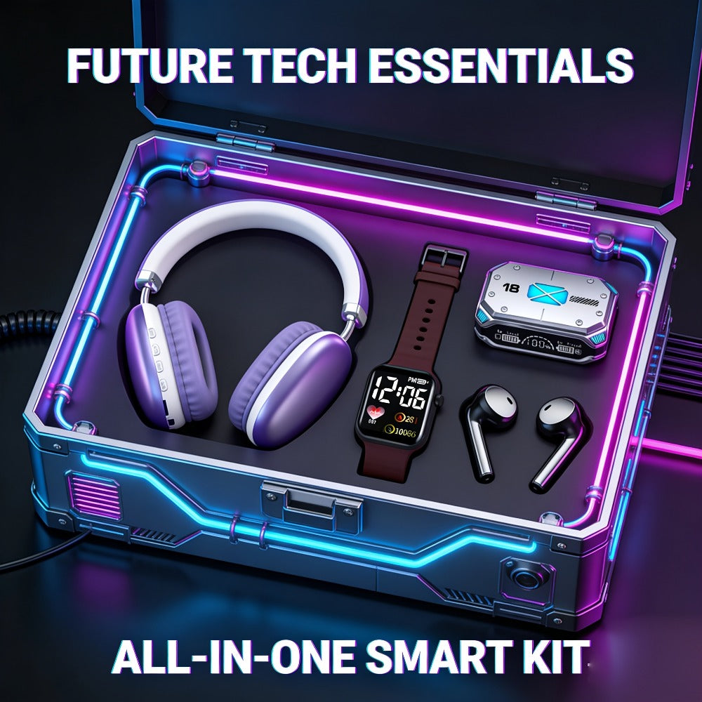 3-Piece Wireless Audio Gift Set Over-Ear Bluetooth Headphones Wireless In-Ear Earbuds Minimalist for an Everyday Personal Care Routine