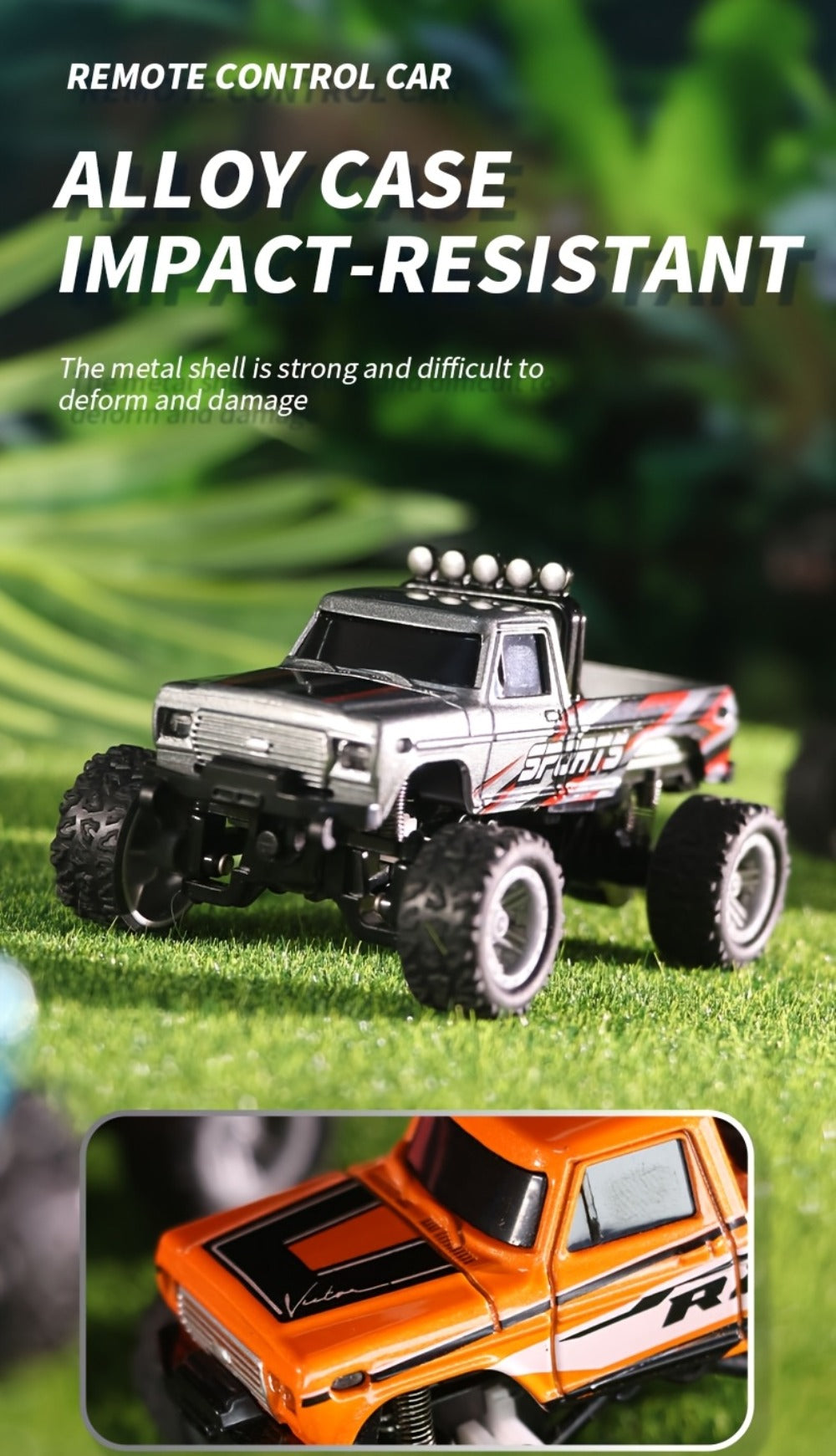 1:64 Scale Mini RC Car Alloy Off-Road Truck with Shock Absorbers – Pocket-Sized Remote Control Car for Boys Ages 6 7 8 9 10