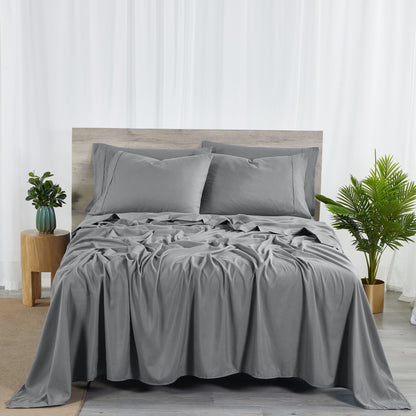 Sheet Set, 2000-Thread-Count 50% Microfiber and 50% Bamboo Blend with 16-Inch Fitted Pocket and Size-Based Pieces