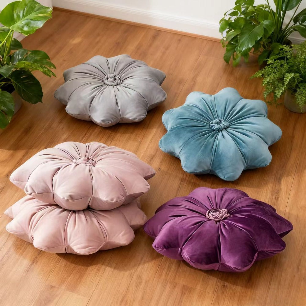 Round Flower Shaped Throw Pillow with Insert 16 Inch Soft Knit Decorative Cushion Machine Washable Zipper for Sofa Bed Car Home Decor 5
