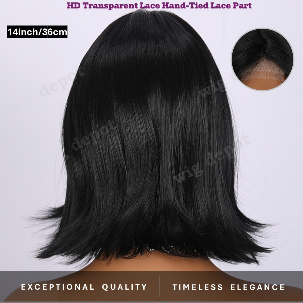 Synthetic Wig 4x1 U-Part Lace Front Bob, 14-Inch Middle Part with Six Color Choices for Cosplay