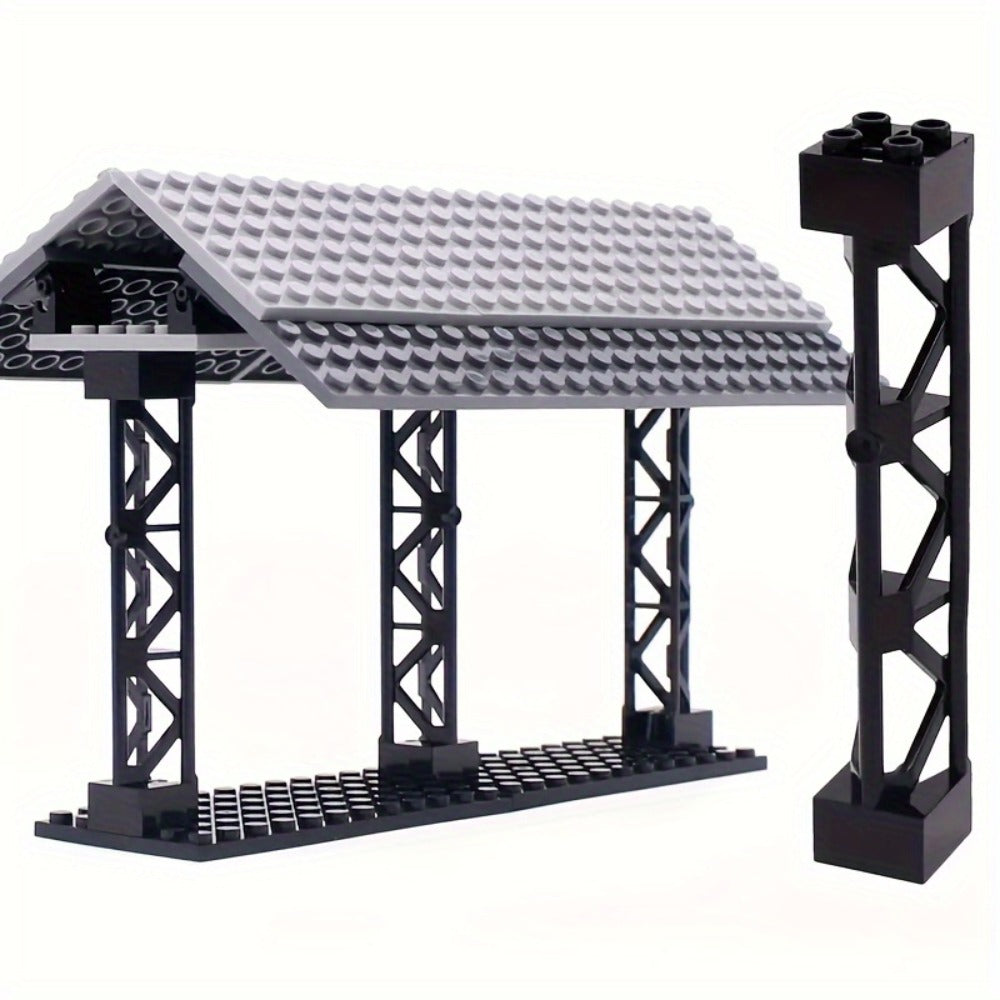 2x2x10 Pillar Support Bricks 20pcs Black – LEGO-Compatible Column Rod Blocks for MOC City Train Girder Military Architecture Builds
