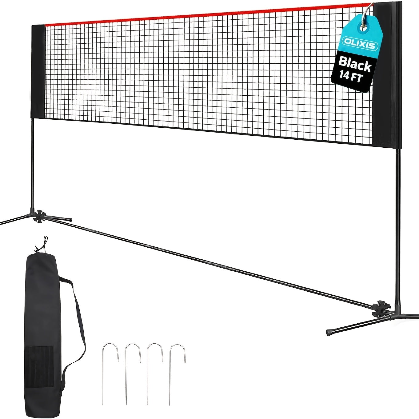 Badminton Volleyball Net Portable Adjustable Height 10ft 14ft 17ft Weather-Resistant Outdoor Indoor Backyard Pool Court Net with Carry Bag