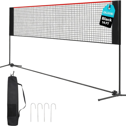 Badminton Volleyball Net Portable Adjustable Height 10ft 14ft 17ft Weather-Resistant Outdoor Indoor Backyard Pool Court Net with Carry Bag