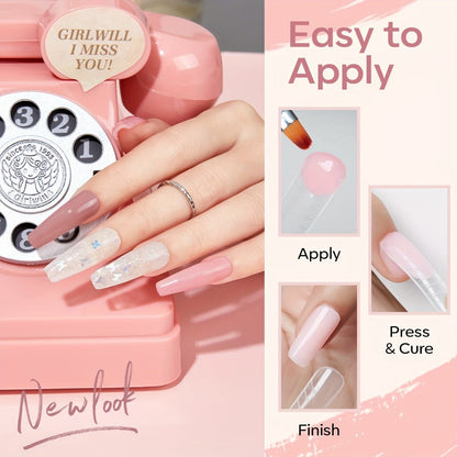 Twelve-Color Poly Extension Gel Tube Set with Nude, Pink, White and Clear Shades for UV or LED Nail Art and Extensions