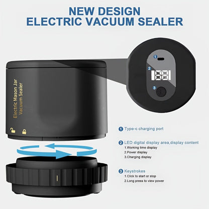 Electric Mason Jar Sealer One-Touch Vacuum Seal - 2025 New Model Jar Sealer Kit with Wide Mouth & Regular Mouth Lids