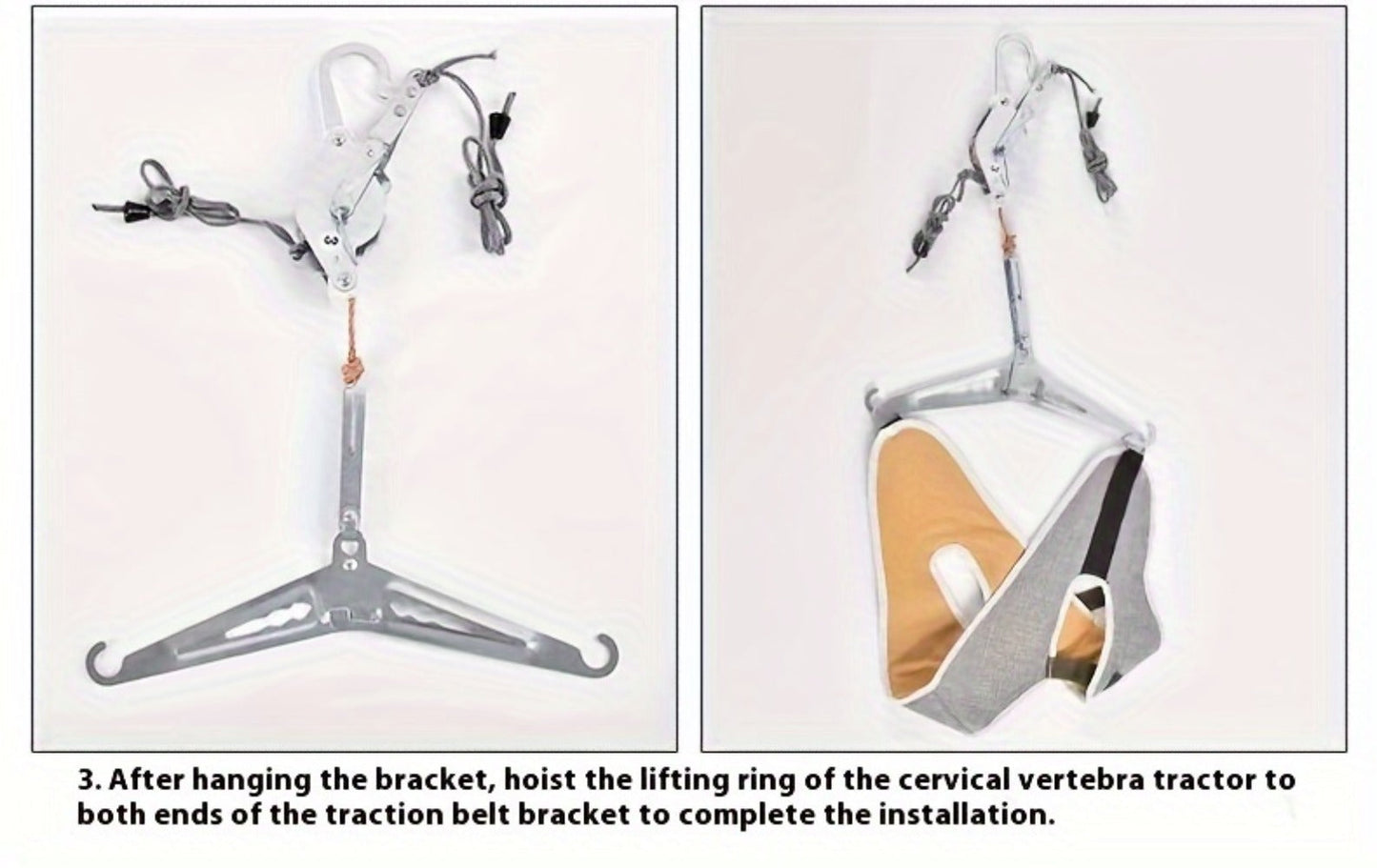 Cervical Traction Device with Handle, Adjustable Neck Traction Belt & Shoulder Massager, Spinal Decompression Pillow for Tension