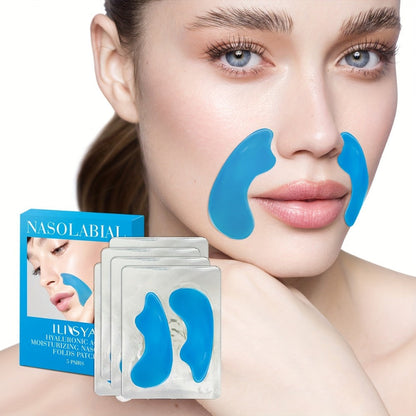 Nasolabial Fold Patches 3 Boxes - Hyaluronic Acid & Collagen Laugh Line Sticker, Lifting Tightening Anti-Wrinkle Nose Line Patch