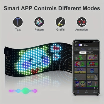 Programmable Flexible LED Matrix Panel Sign, App & Radio Controlled, Dynamic Scrolling Text Pattern & Animation