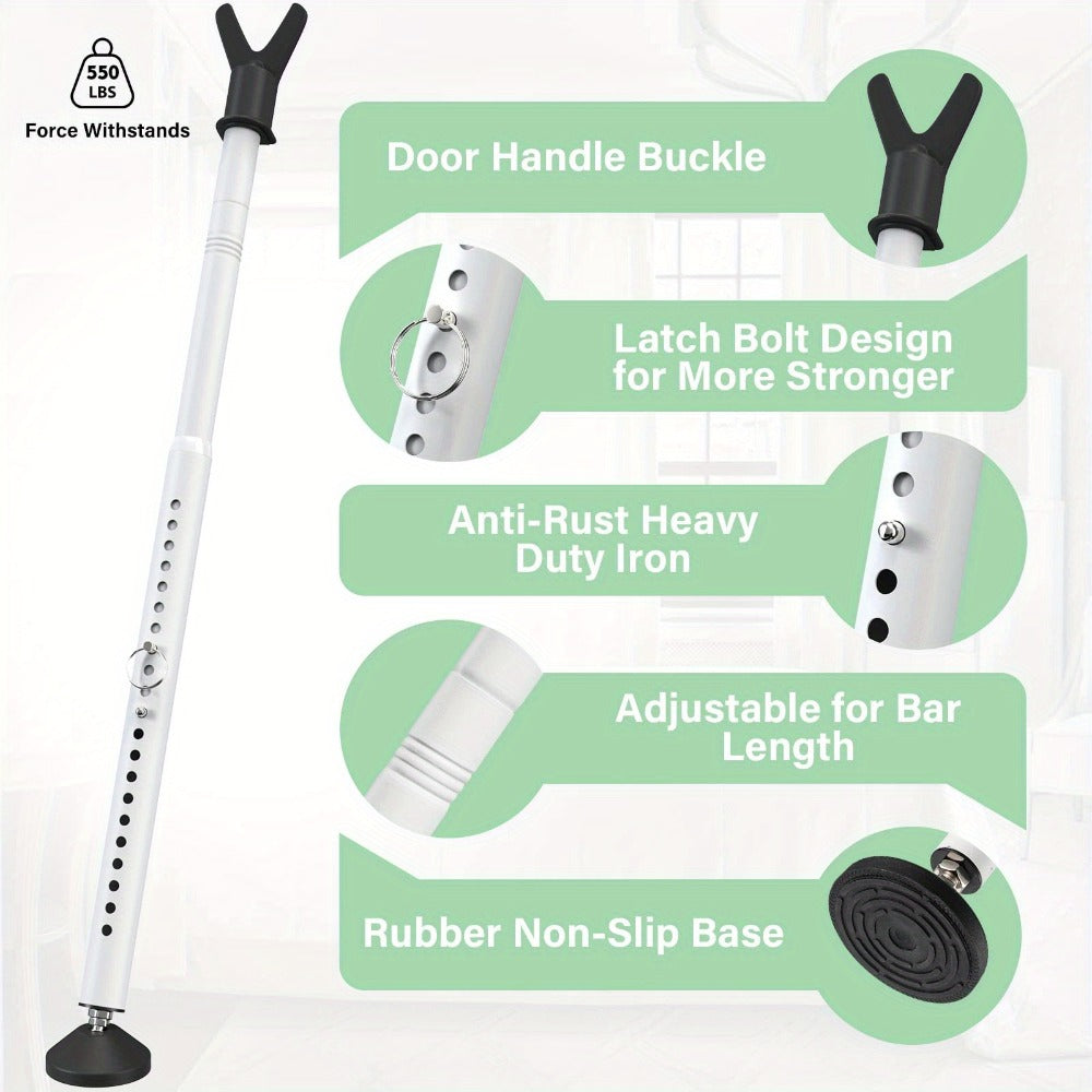 Door Security Bar Adjustable 28-45 Inch, Door Barricade Bar with Anti-Slip Base, Fits Standard & Sliding Doors