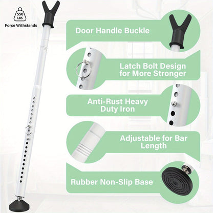 Door Security Bar Adjustable 28-45 Inch, Door Barricade Bar with Anti-Slip Base, Fits Standard & Sliding Doors