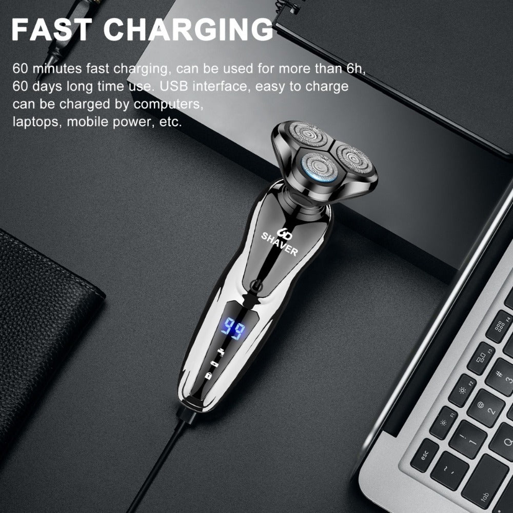 Electric Shaver 2-Pack with 3D Floating Heads, LED Power Indicators and Rechargeable Design