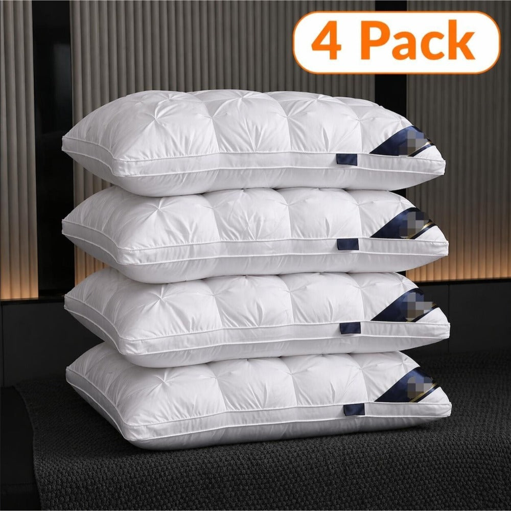 Tufted Bed Pillow in White or Grey with 1-, 2- and 4-Piece Checkout Options and Zipper Detail