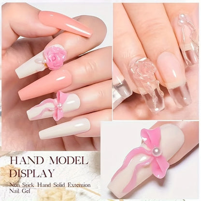 RINO 3D Nail Sculpture Kit 5pcs – Solid Builder Gel with Rhinestone Gel Molding Gel Flower Molds & Sculpting Brush