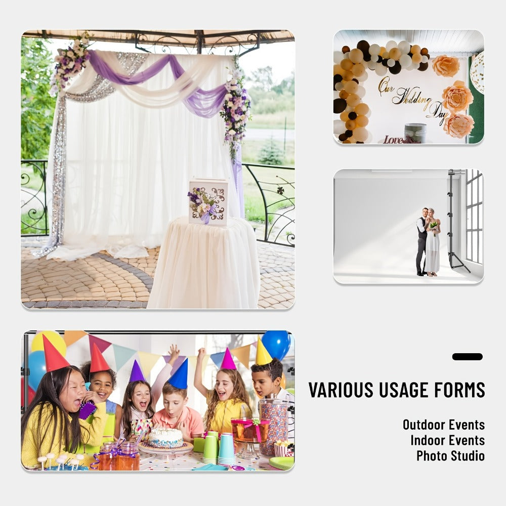 Backdrop Stand Kit 10x10ft Heavy Duty – 2 Adjustable Stands, 4 Crossbars, 4 Clamps & Carry Bag for Photo Studio, Video Shooting